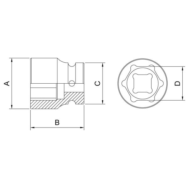 Imagem de Soquete de Impacto Sextavado em Aço Cromo Molibdênio 32 mm - Encaixe 3/4'' Tramontina PRO