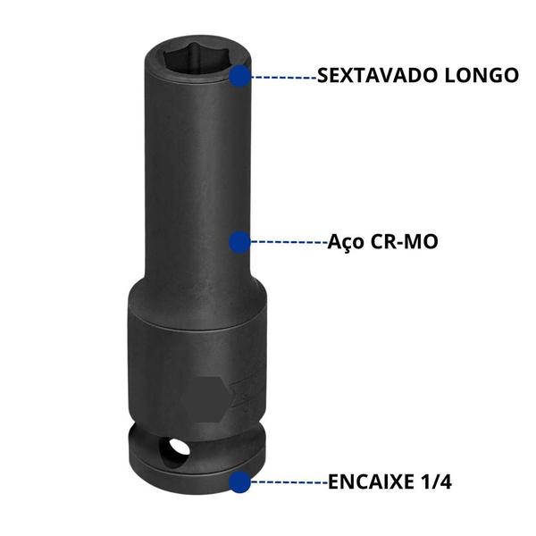 Imagem de Soquete De Impacto Sextavado Longo 1/2 11mm profissional Eda