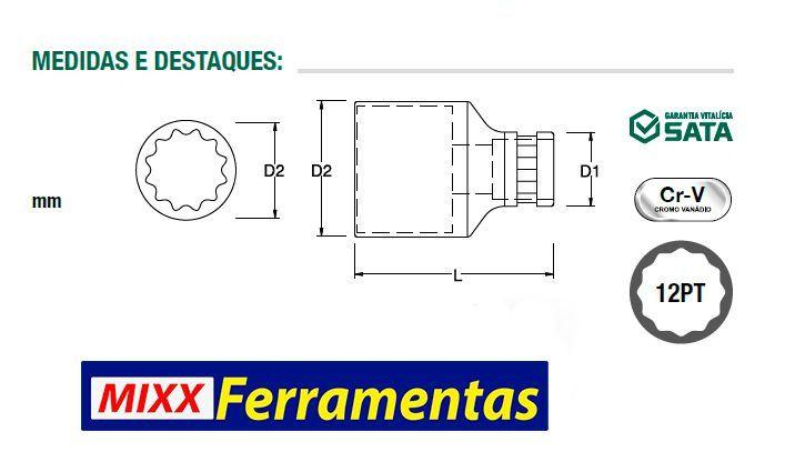 Imagem de Soquete Estriado 12mm 1/2" Pol. Sata / Belzer * 12838