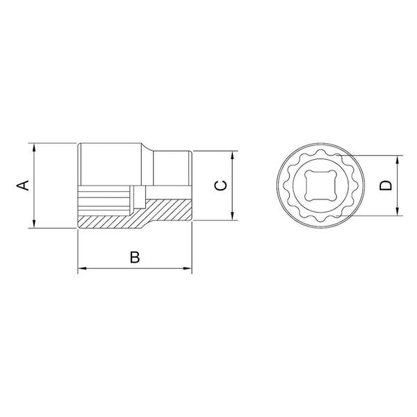 Imagem de Soquete Estriado em Aço Cromo Vanádio 11/16'' - Encaixe 1/2'' Tramontina PRO