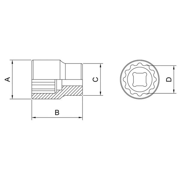 Imagem de Soquete Estriado em Aço Cromo Vanádio 7 mm - Encaixe 3/8" Tramontina PRO