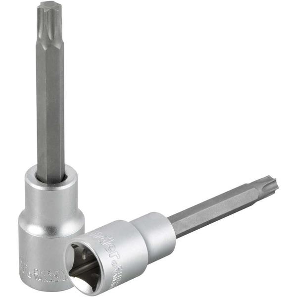 Imagem de Soquete hexalobular macho longo, encaixe de 1/2", T45, VONDER