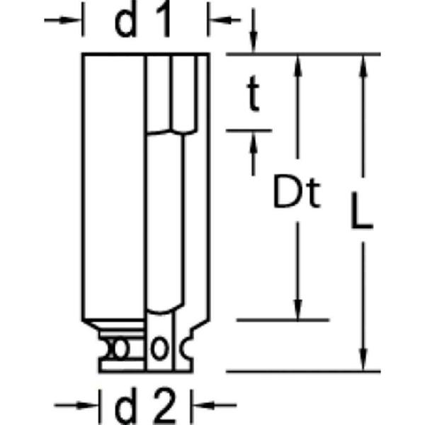 Imagem de Soquete Impacto Longo Encaixe 1/2 Pol X 19 mm 019114 GEDORE