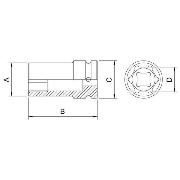 Imagem de Soquete Impacto Sextavado Molibdênio 10mm 1/2'' 885110