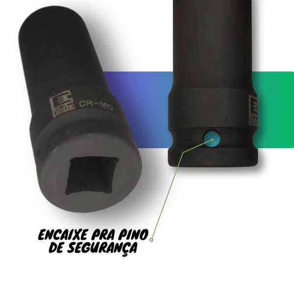 Imagem de Soquete Longo Pito Cachimbo Chave Impacto Encaixe 1/2 Pol Sextavado 14mm CR-MO Desforcimetro Multiplicadora de Torque