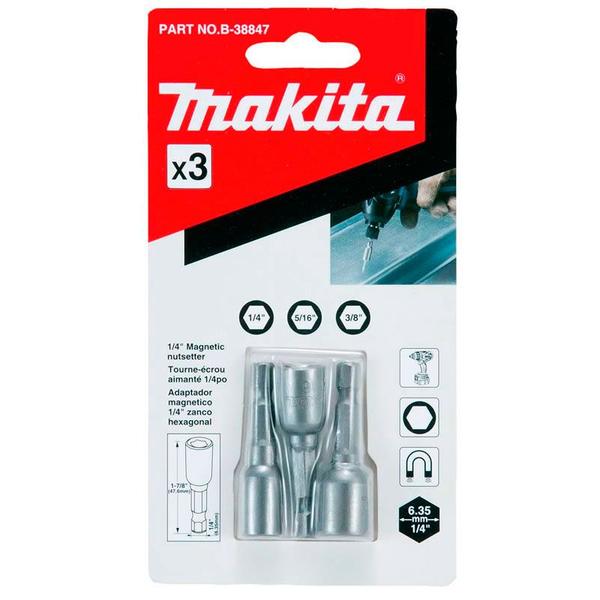 Imagem de Soquete Magnético 1/4" a 3/8" 3pçs B-38847 Makita