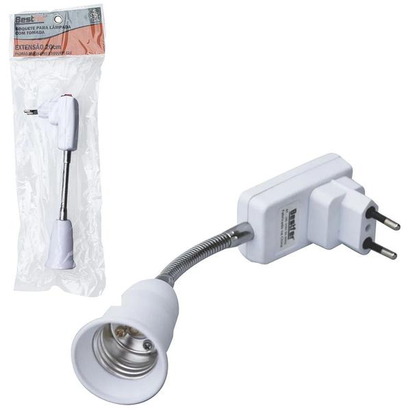 Imagem de Soquete para Lampada Haste Flexível E27 Adaptador Bivolt Tomada 20cm Bestfer BFH2310