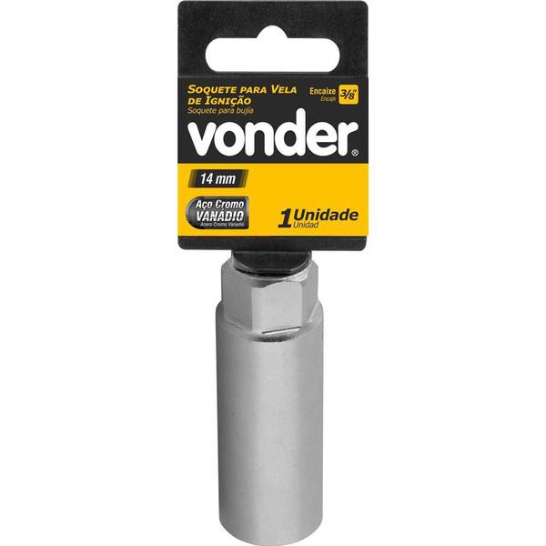 Imagem de Soquete para vela de ignição, encaixe 3/8", 14 mm, estriado, VONDER