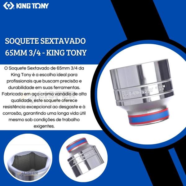 Imagem de Soquete Sextavado 65mm Encaixe 3/4 Crv King Tony