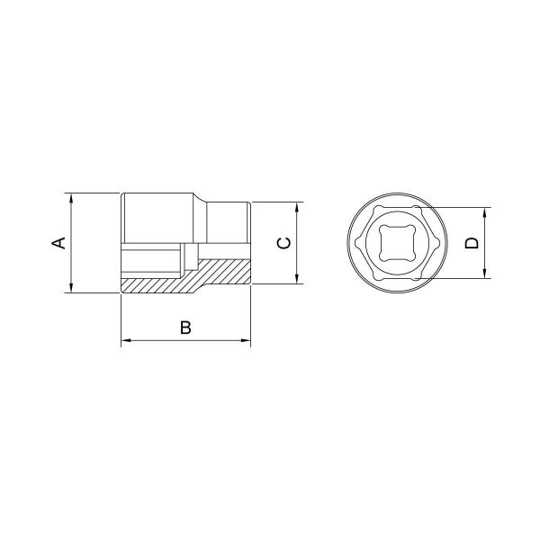 Imagem de Soquete Sextavado em Aço Cromo Vanadio 20 mm - Encaixe 1/2" Tramontina PRO