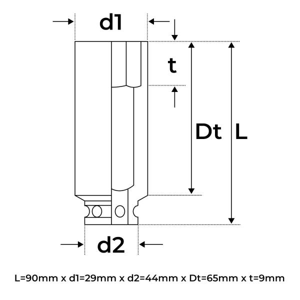 Imagem de Soquete Sextavado Longo de Impacto 17mm Encaixe 3/4" Gedore 020027