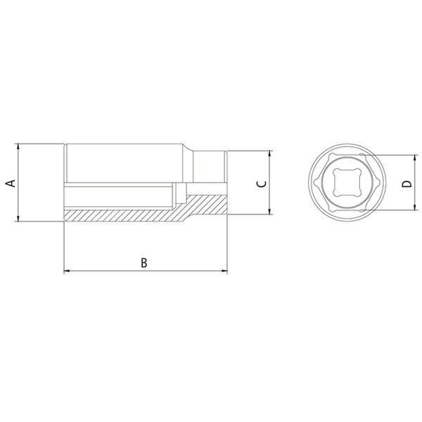 Imagem de Soquete Sextavado Longo em Aço Cromo Vanádio 27 mm - Encaixe 1/2" Tramontina PRO