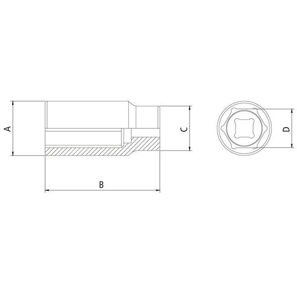 Imagem de Soquete Sextavado Longo em Aço Cromo Vanádio 3/4" - Encaixe 1/2" Tramontina PRO