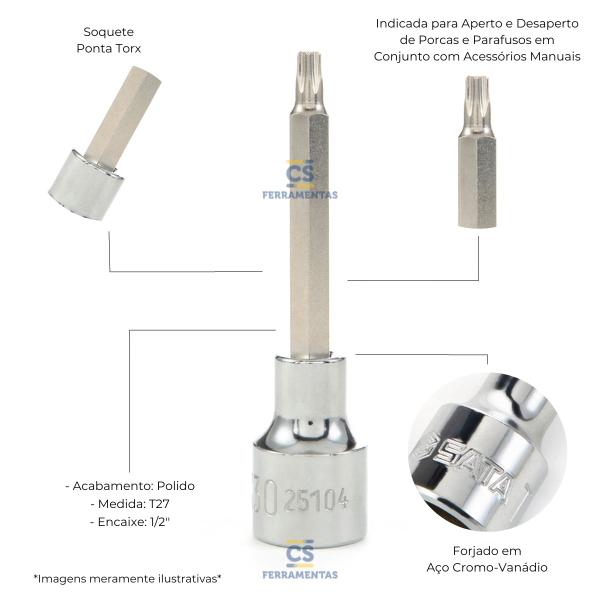 Imagem de Soquete Torx Macho T-27 Longo Sata ST25103SC