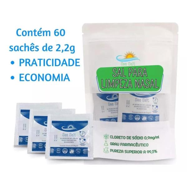 Imagem de Soro Fisiologico Em Pó Nasal, Lavagem Nariz Kit C/180 Sachês