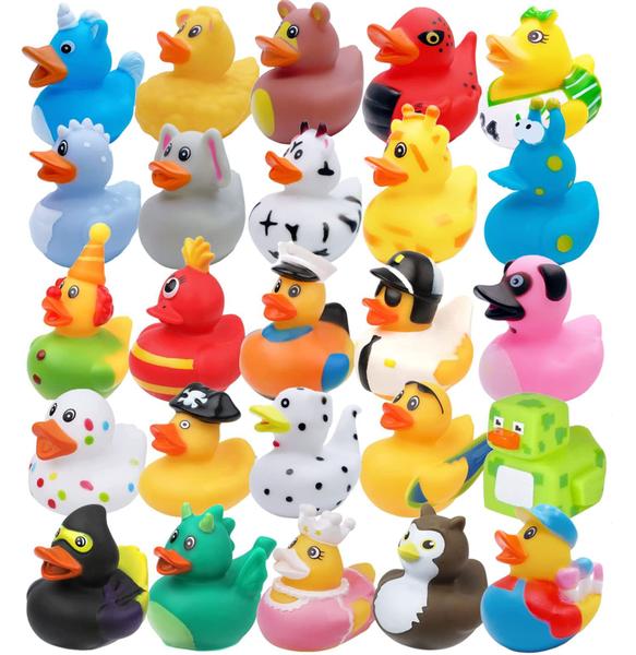 Imagem de Sortimento de brinquedos de banho Rubber Duck Pack para crianças (pacote com 25)