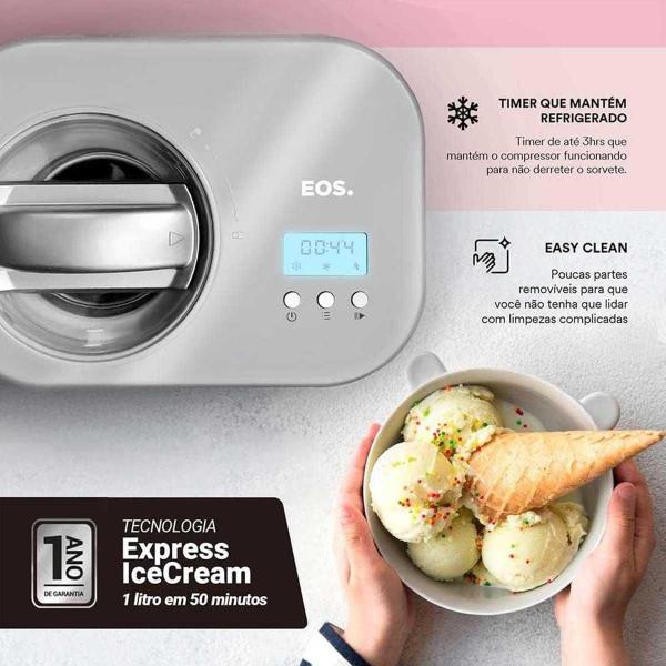 Imagem de Sorveteira Expressa Eos 1L Cheff Gourmet ESO02 Prata - 220V