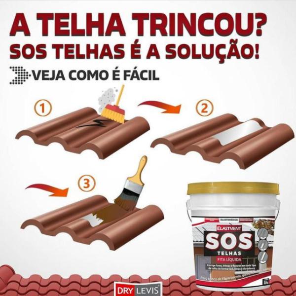 Imagem de Sos Telhas Fita Líquida Furos Trincas Fissuras Drylevis 18kg - Cinza