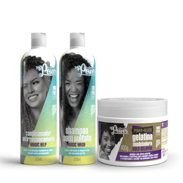 Imagem de Soul Power Magic Power Black Sh 315ml + Cond 315ml + Gelatina 400g