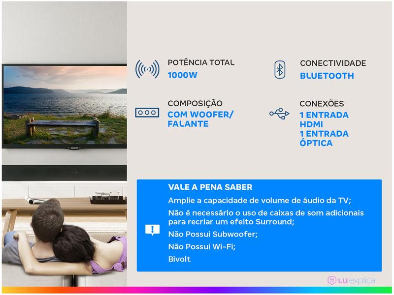 Imagem de Soundbar Gradiente com Subwoofer Bluetooth