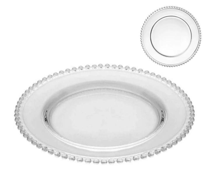 Imagem de Souplast De Cristal Para Mesa Posta Prato Grande Raso 32 cm Para Almoço Jantar Buffet Festas Luxo