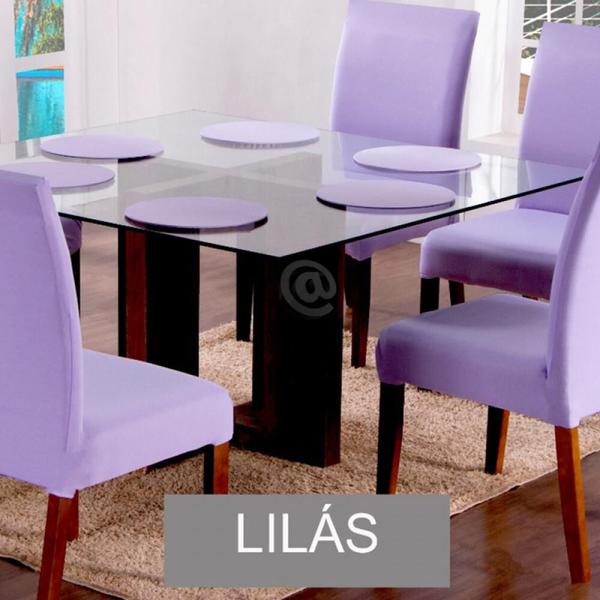 Imagem de Sousplat Com Base MDF E Capas Com Elástico 35cm x 35cm Em Malha Gel Lisa Kit 04 Peças - Lilás