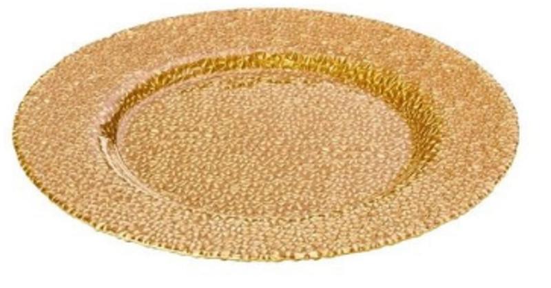 Imagem de Sousplat de Vidro Glamour Dourado 33cm Lyor