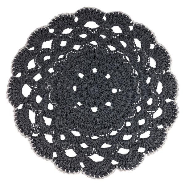 Sousplat em Crochê Grafite Barbante N6 Artesanal para Decorar e Proteger sua Mesa de Manchas e Arranhões - AZS Imagem de Sousplat em Crochê Grafite Barbante N6 Artesanal para Decorar e Proteger sua Mesa de Manchas e Arranhões