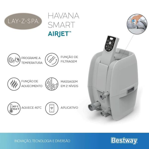 Imagem de Spa Ofurô Inflável Havana 669L + Bomba Filtrante + APP + Capa Bestway