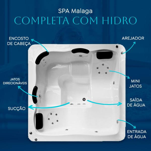 Imagem de Spa Quadrado Malaga COMPLETO com hidro em acrílico