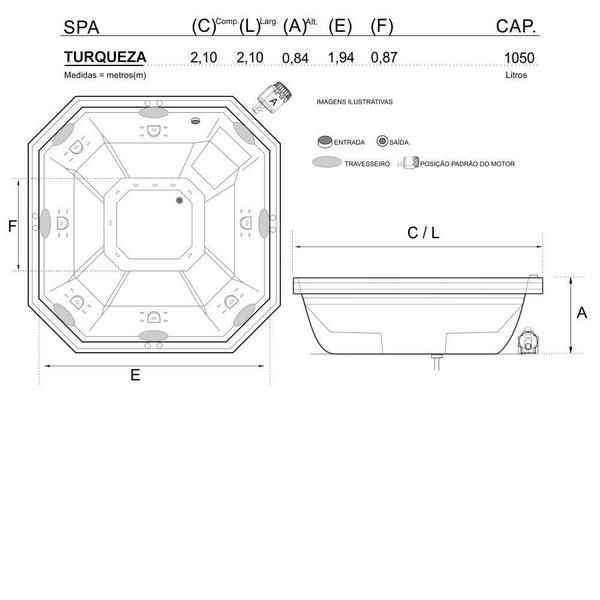 Imagem de Spa Quadrado Turqueza COMPLETO com hidro em acrílico