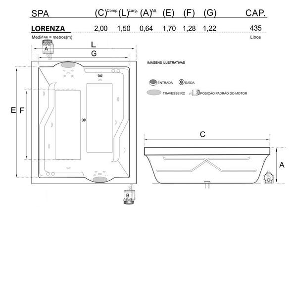 Spa Retangular Lorenza COMPLETO com hidro - Só Banheiras Imagem de Spa Retangular Lorenza COMPLETO com hidro
