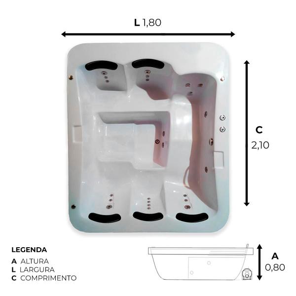 Imagem de Spa Retangular Rio Branco COMPLETO com hidro em Acrílico