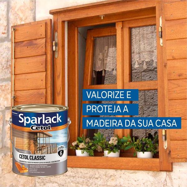 Imagem de Sparlack Cetol Classic Acetinado Exterior 3,6 Lt Dura 6 Anos acetinado  imbuia, canela, cedro