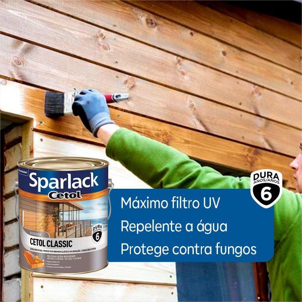 Imagem de Sparlack Cetol Classic Acetinado Exterior 3,6 Lt Dura 6 Anos acetinado  imbuia, canela, cedro