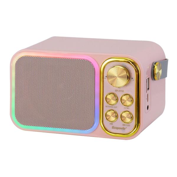 Imagem de Speaker Ecopower EP-2112 - SD/USB/Aux - Bluetooth - 7W - com Microfone - Rosa