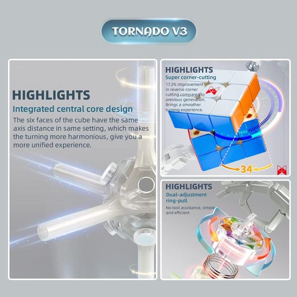 Imagem de Speed Cube X Man Tornado V3 M 3x3 Magnético sem adesivo