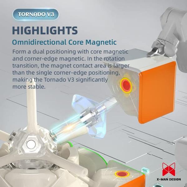 Imagem de Speed Cube X Man Tornado V3 M 3x3 Magnético sem adesivo