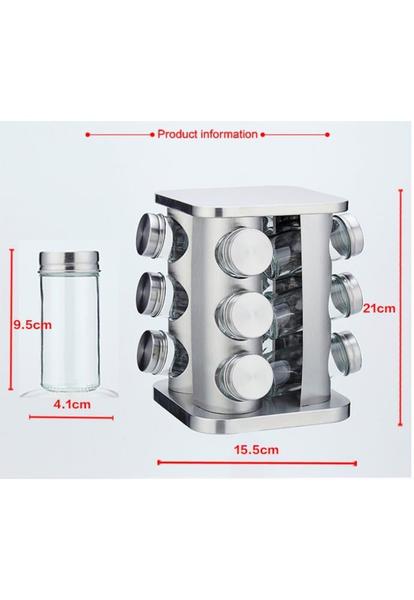 Imagem de Spice Rack REMEX Rotating Metal com 12 potes de aço inoxidável