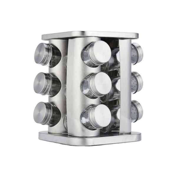 Imagem de Spice Rack REMEX Rotating Metal com 12 potes de aço inoxidável