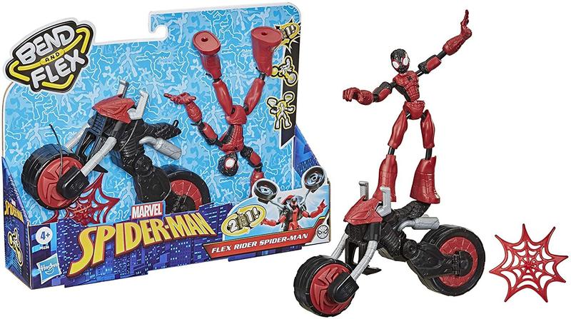 Imagem de Spider-Man Marvel Bend and Flex, Flex Rider Action Figure Toy, 6 polegadas Flexible Figure e 2-in-1 Motocicleta para Crianças de 4 anos ou mais