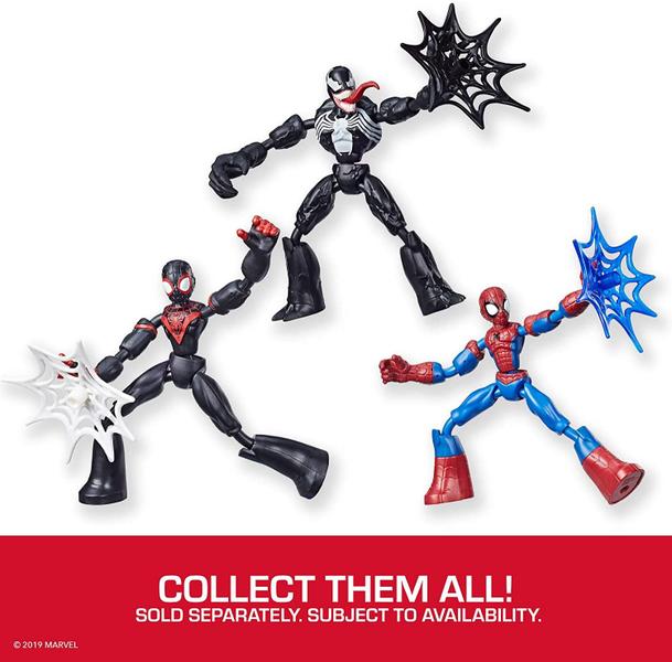 Imagem de Spider-Man Marvel Bend e Flex Miles Morales Action Figure Toy, Figura flexível de 6 polegadas, inclui acessório web, para crianças de 4 anos ou mais