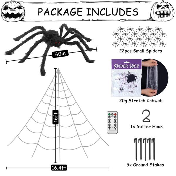 Imagem de Spider Web  Decorações de Halloween  Luzes ao ar livre  Minewish