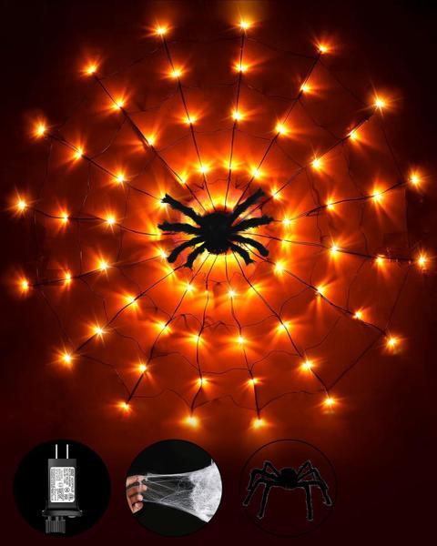 Imagem de Spider Web Lights String Lights 96LED, 2,5 m, decoração de Halloween