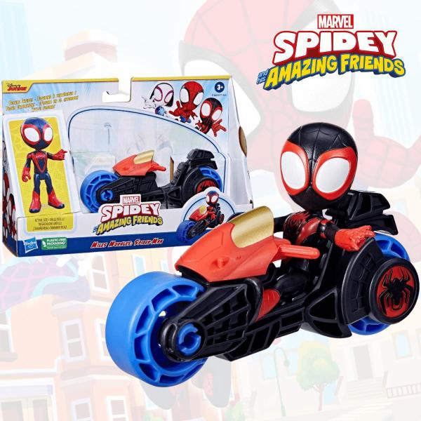 Imagem de Spidey Aming Friends Motocicleta E Boneco Miles Hasbro