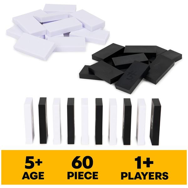 Spin Master Games H5 Domino Creations, 60-Piece Black/White Set by Domino Artist Youtuber Lily Hevesh Classic Family Game, para Adultos e Crianças 5 anos ou mais Imagem de Spin Master Games H5 Domino Creations, 60-Piece Black/White Set by Domino Artist Youtuber Lily Hevesh Classic Family Game, para Adultos e Crianças 5 anos ou mais