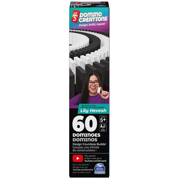 Spin Master Games H5 Domino Creations, 60-Piece Black/White Set by Domino Artist Youtuber Lily Hevesh Classic Family Game, para Adultos e Crianças 5 anos ou mais Imagem de Spin Master Games H5 Domino Creations, 60-Piece Black/White Set by Domino Artist Youtuber Lily Hevesh Classic Family Game, para Adultos e Crianças 5 anos ou mais