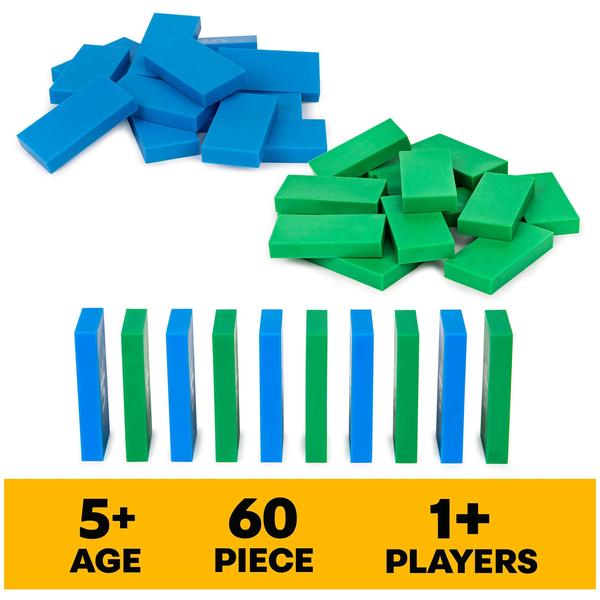 Spin Master Games H5 Domino Creations, 60-Piece Neon Blue/Green Set by Domino Artist Youtuber Lily Hevesh Classic Family Game, para Adultos e Crianças 5 anos ou mais Imagem de Spin Master Games H5 Domino Creations, 60-Piece Neon Blue/Green Set by Domino Artist Youtuber Lily Hevesh Classic Family Game, para Adultos e Crianças 5 anos ou mais