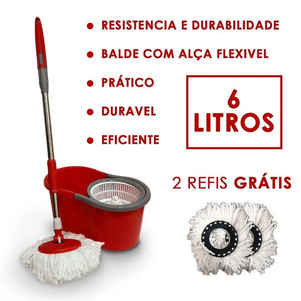 Imagem de Spin Mop 360 Balde Centrifugador C/ Esfregão + Refil Extra - UD196