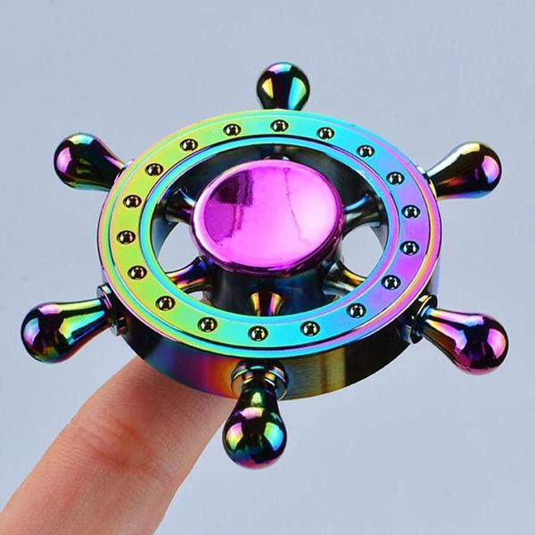 Imagem de Spinner Fidget Arco-Íris Metálico - Brinquedo EDC para Alívio do Estresse (60-65mm)